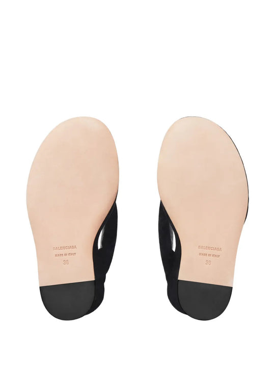 Close up of Black sandals, showing detail