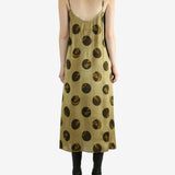 Tan dress, full body view