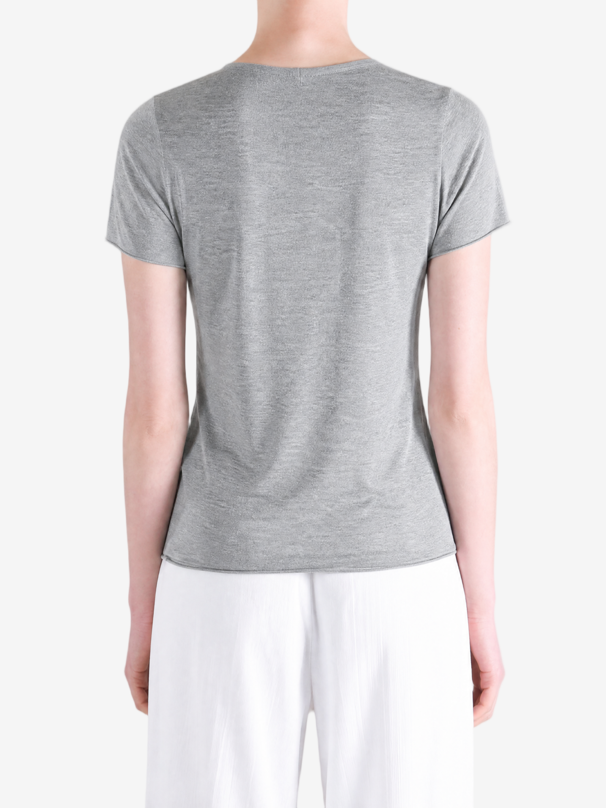 Grey top, full body view