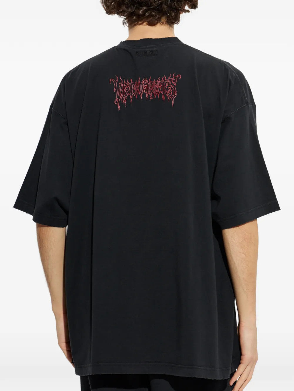 Black t-shirt, full body view