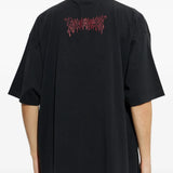 Black t-shirt, full body view