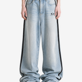 Blue pants, full body view