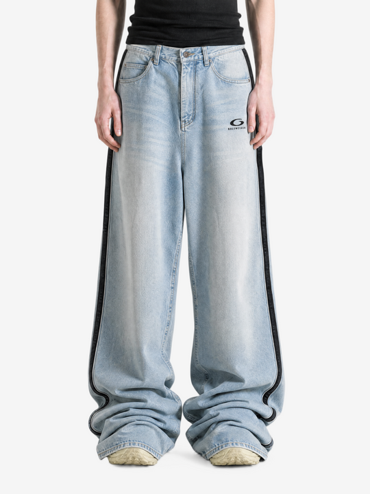 Blue pants, full body view