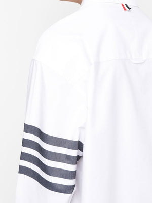THOM BROWNE MEN OVERSIZED LONG SLEEVE BUTTON DOWN SHIRT IN SOLID OXFORD WITH WOVEN 4 BAR