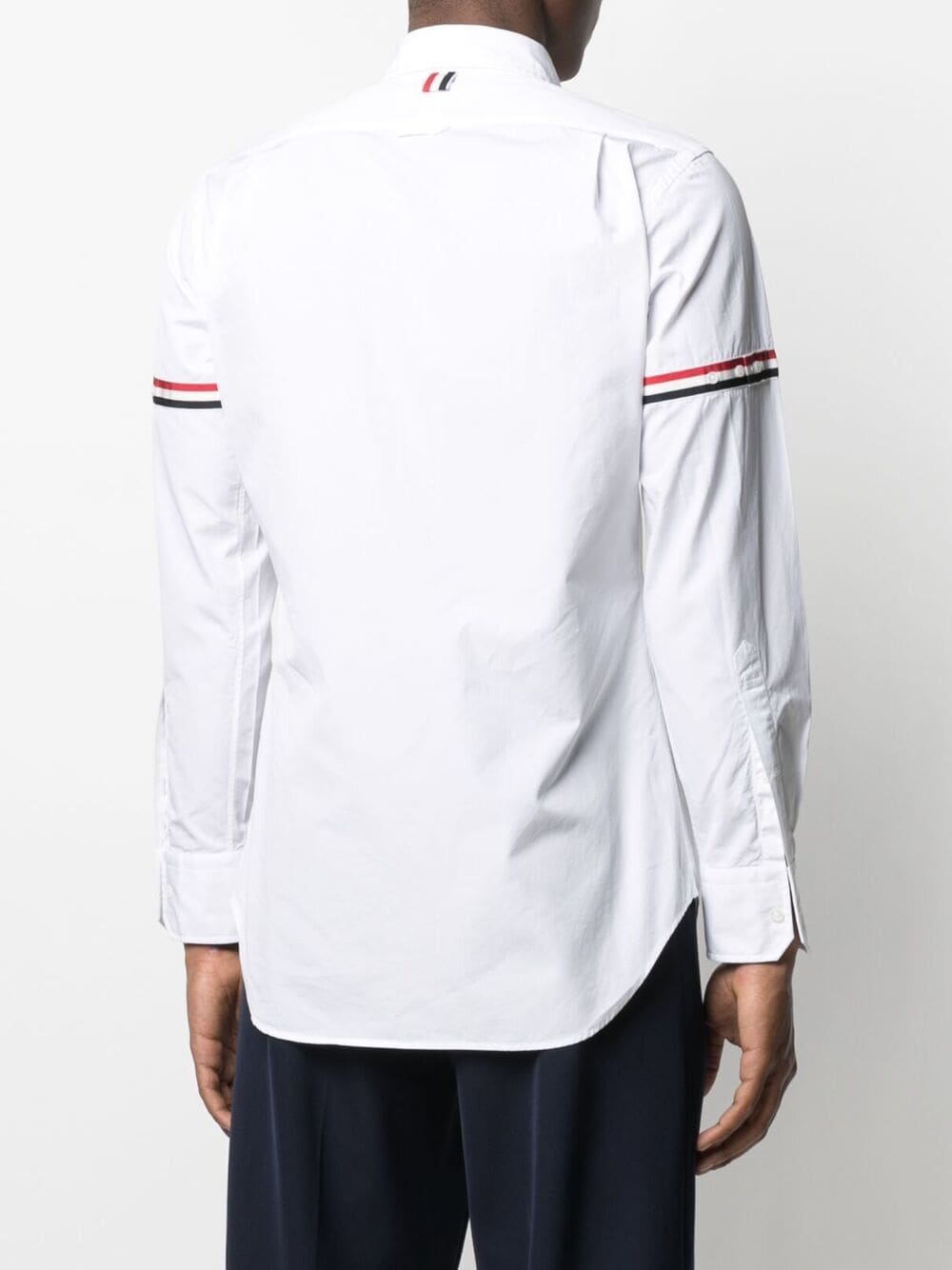 THOM BROWNE Men Classic Long Sleeve Point Shirt W/ GG Armband In Solid Poplin
