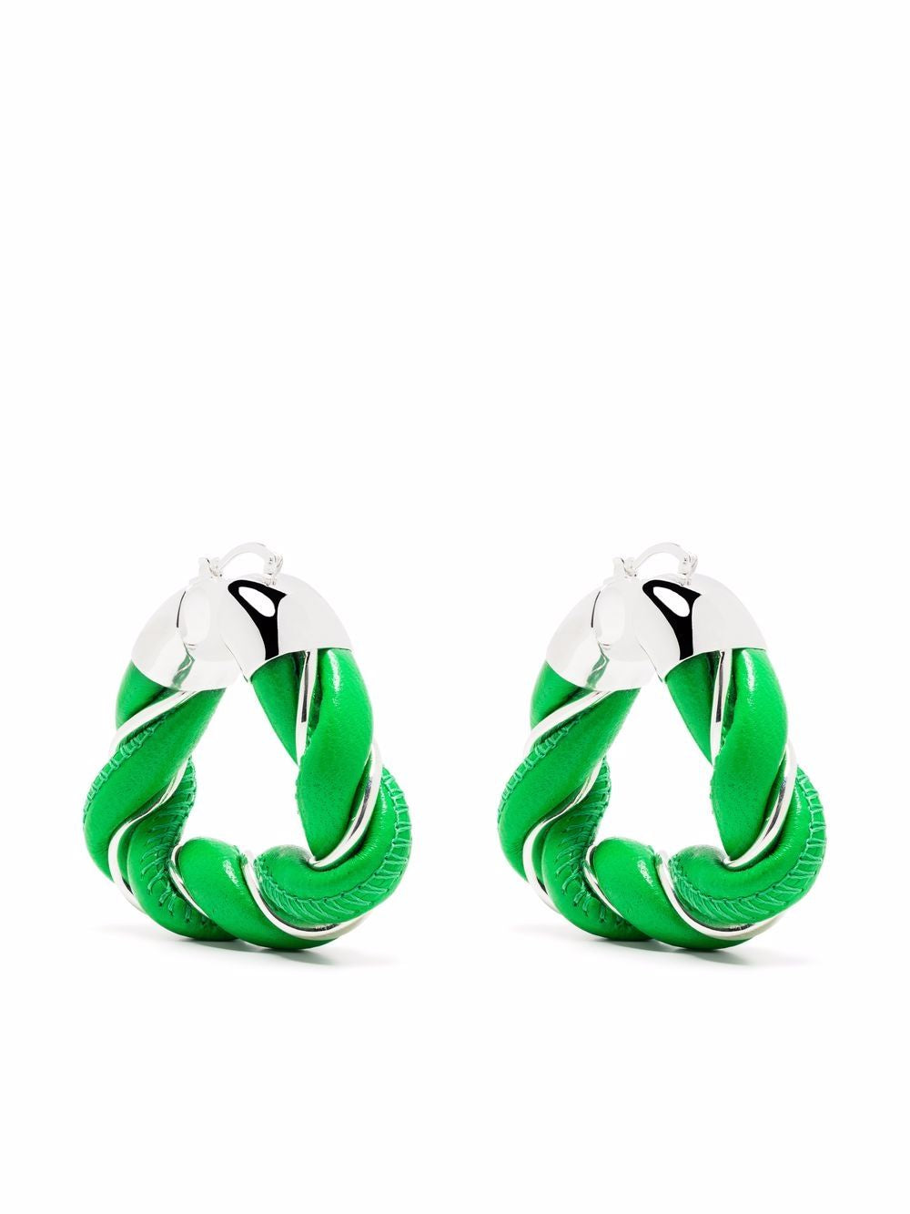 Green earrings,front view