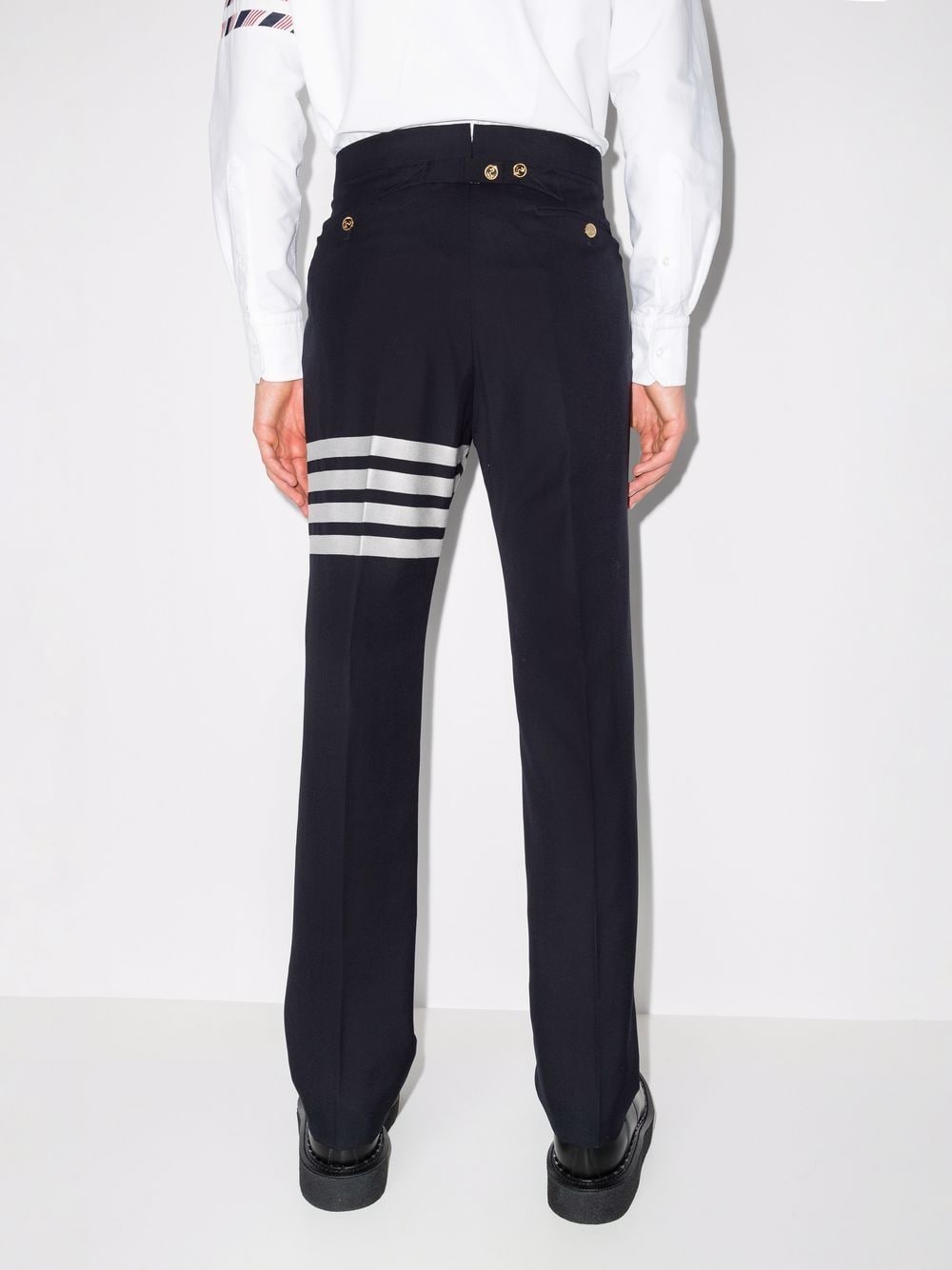 THOM BROWNE Men Classic Backstrap Trouser - Fit 1 - W/ 4 Bar In Plain Weave Suiting