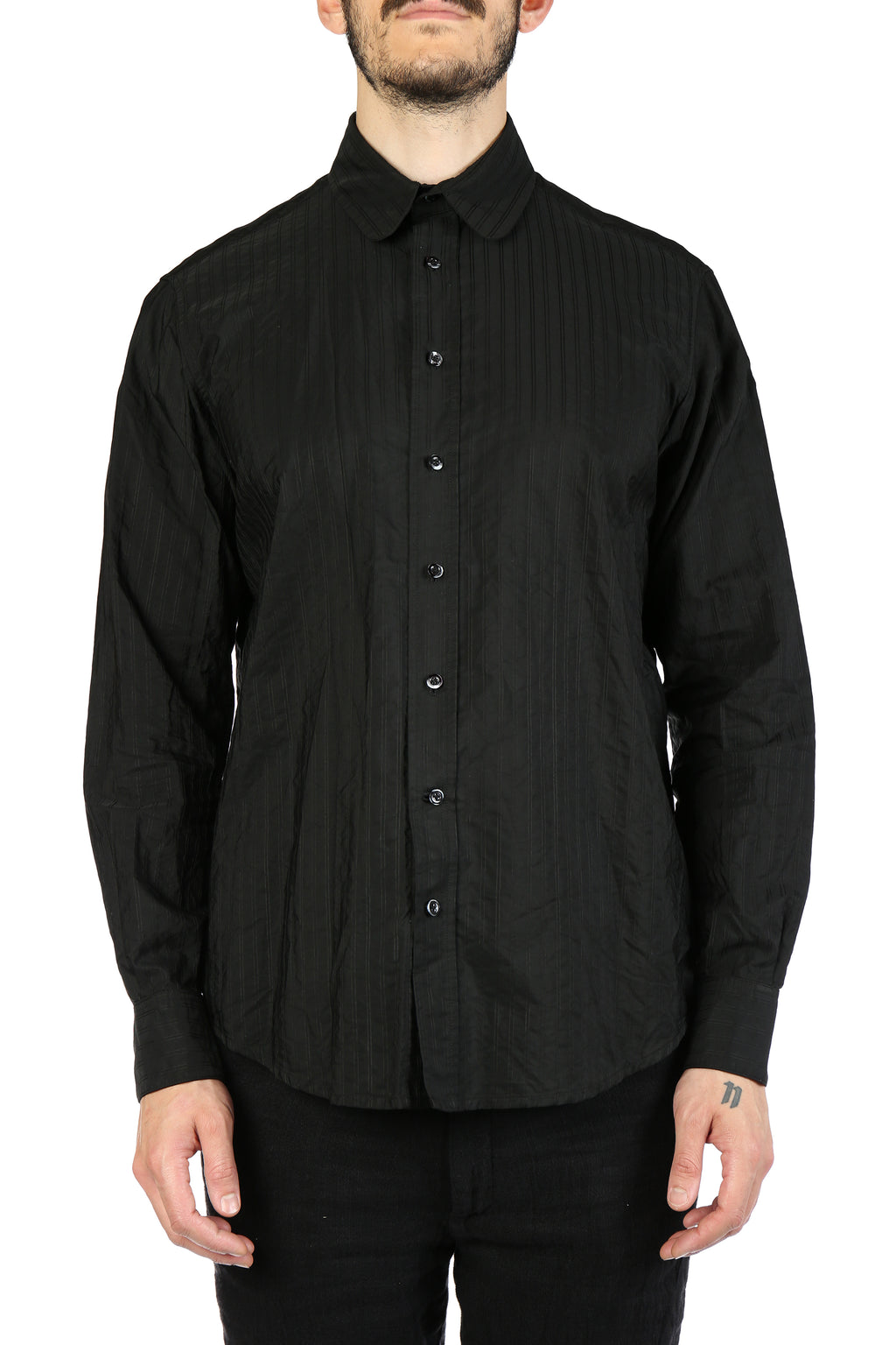 GEOFFREY B SMALL Men Handmade Classic Tailored Shirt With Rounded Point Collar W/Handmade Buttonholes And Buttons