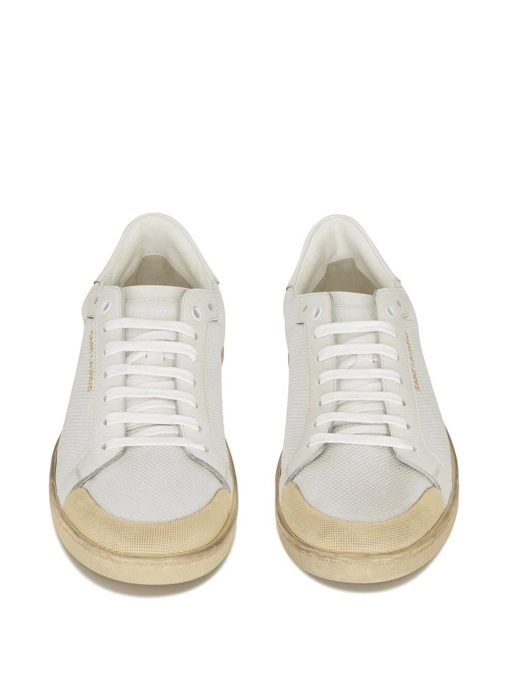 Saint Laurent Court White Leather Low Top Sneakers New Size 43 US 10
