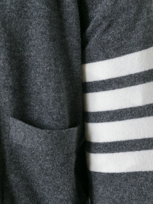 THOM BROWNE Men Classic V Neck Cardigan With White 4 Bar Stripe In Cashmere