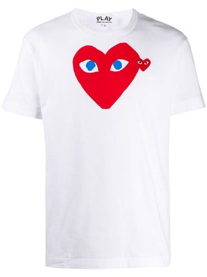 COMME DES GARCONS PLAY MEN Red Hearts Blue Eyes T-Shirt