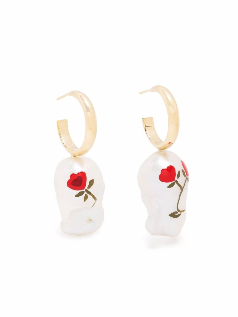 SIMONE ROCHA WOMEN LARGE HAND PAINTED BAROQUE PEARL EARRING