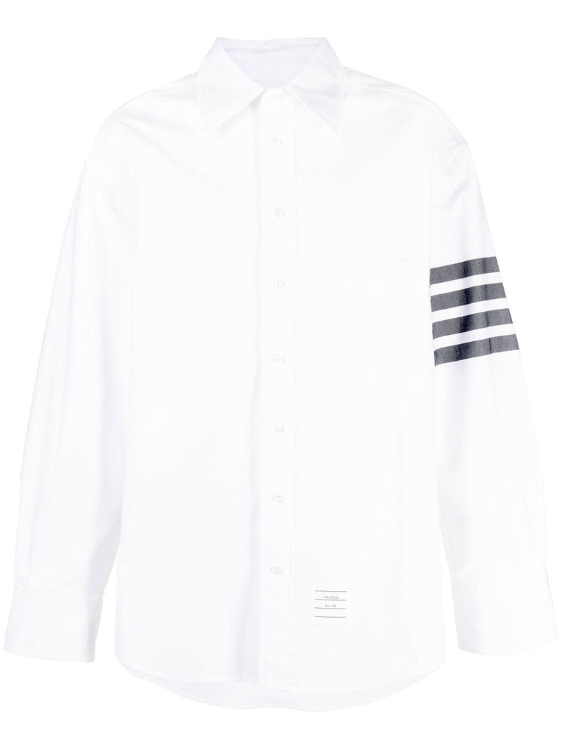 THOM BROWNE MEN OVERSIZED LONG SLEEVE BUTTON DOWN SHIRT IN SOLID OXFORD WITH WOVEN 4 BAR