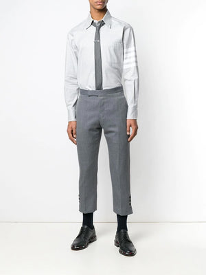 THOM BROWNE - Men 4 Bar Fitted Button Down Flannel Shirt