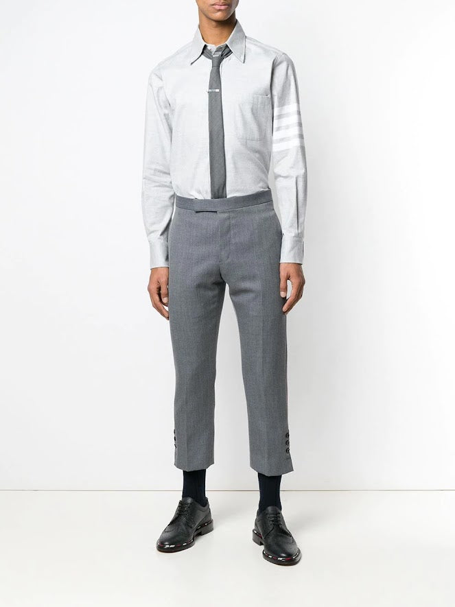 THOM BROWNE - Men 4 Bar Fitted Button Down Flannel Shirt