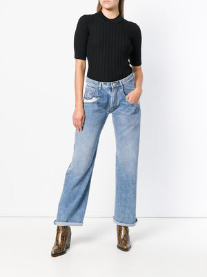 MAISON MARGIELA - Women 5-Pocket Wide-Leg Denim Pants