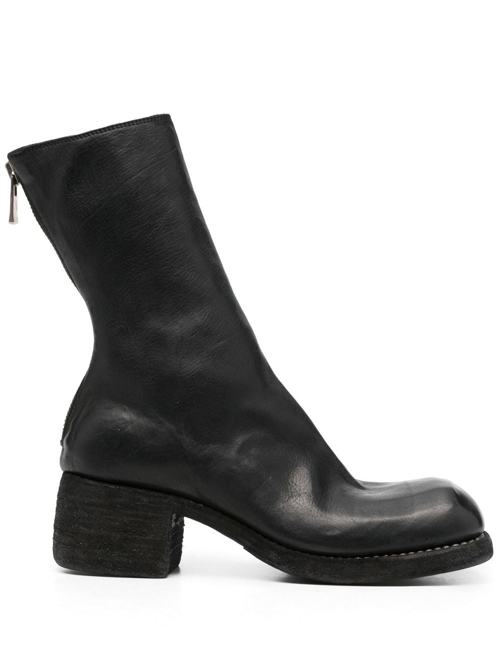 GUIDI Open Toe Soft Leather Biker Knee High Zipper Boots Heel 9 39.5 9.5