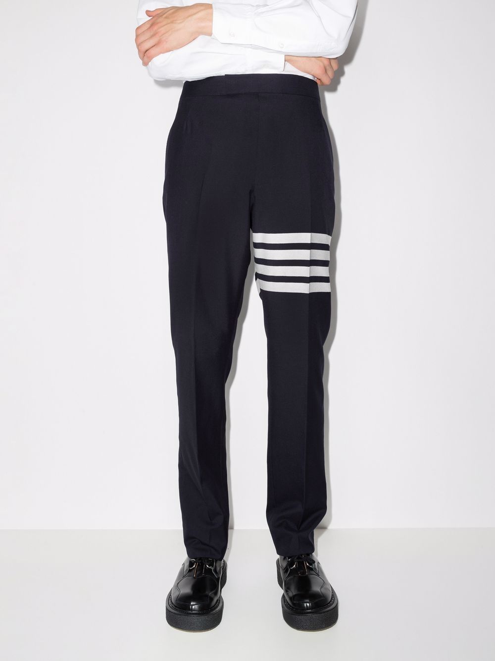 THOM BROWNE Men Classic Backstrap Trouser - Fit 1 - W/ 4 Bar In Plain Weave Suiting