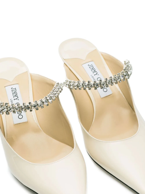 JIMMY CHOO Women BING 65 Patent Leather Crystal Strap Ballet Mules