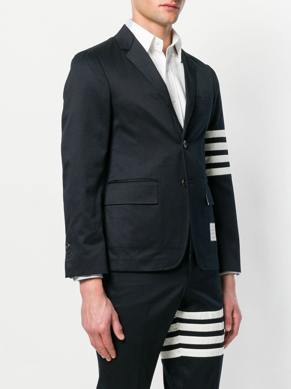 THOM BROWNE Men Unconstructed Classic SB Sport Coat With Seamed In 4 Bar Stripe In Cotton Twill