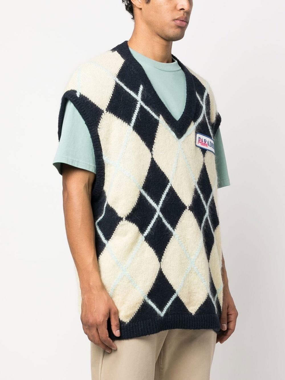 PALM ANGELS MEN BRUSHED ARGYLE KNITTED VEST – Atelier New York