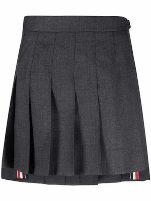 THOM BROWNE Women Mini Dropped Back Pleated Skirt In Super 120's Twill